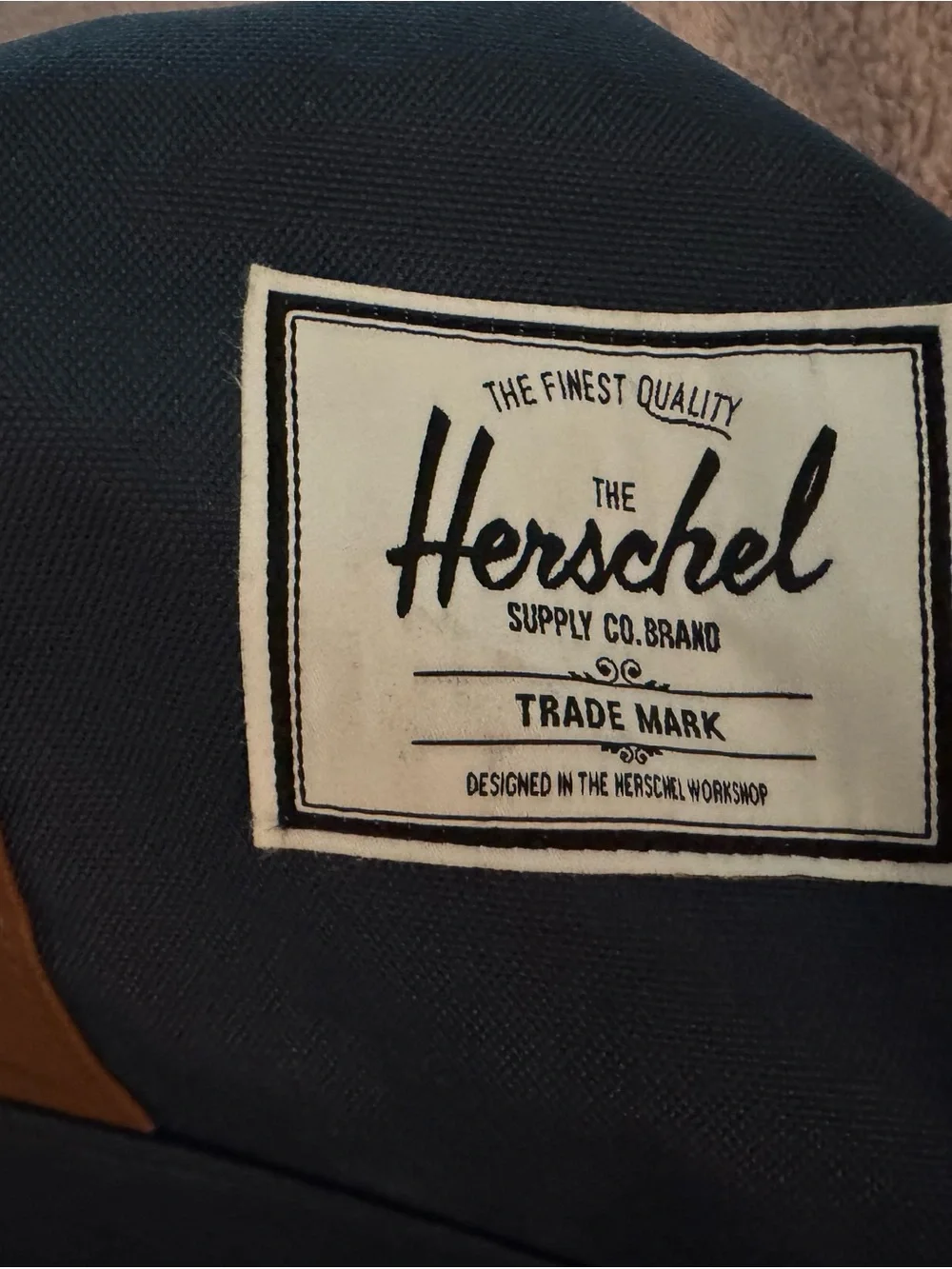 Herschel Supply Company Navy Duffel with Brown Handles
